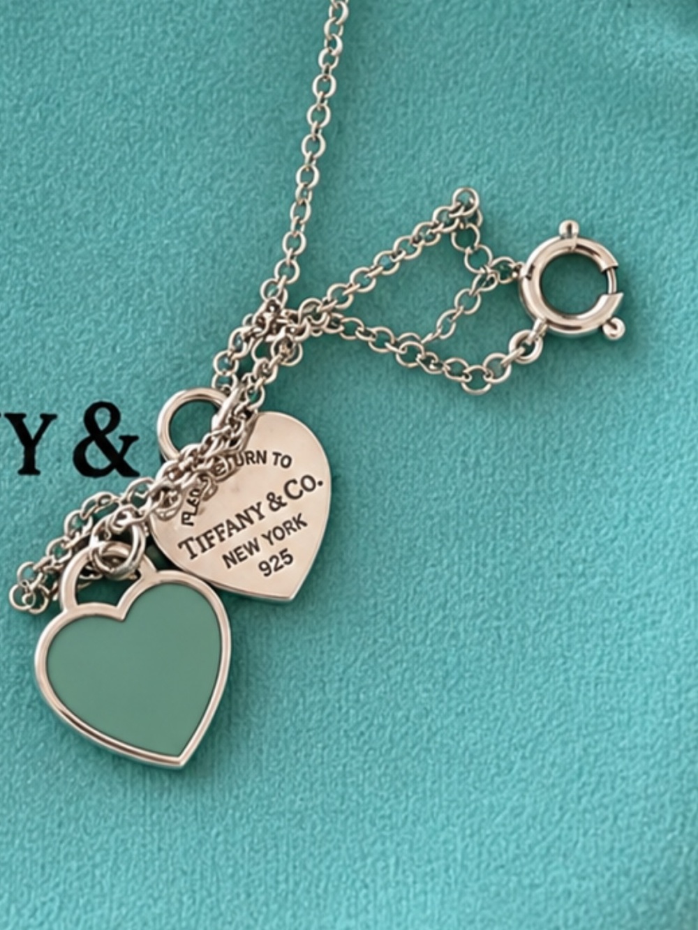 Tiffany & Co. Sterling Silver Heart Tag Necklace in Signature Blue-Green - Picture 3 of 7